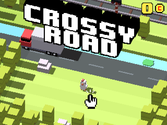 Crossy Road running on a NumWorks calculator, screenshot 1