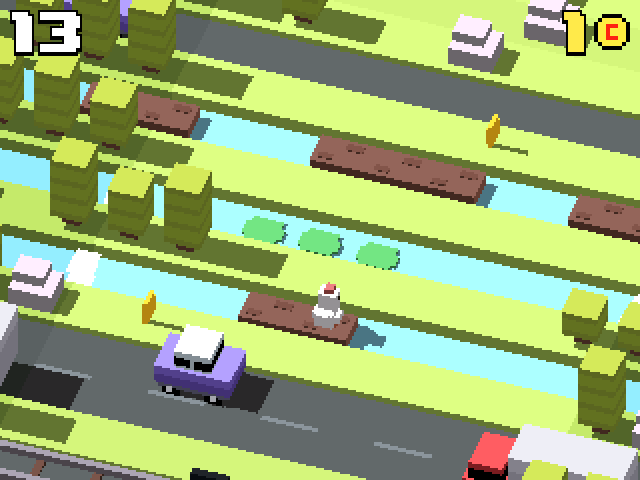 Crossy Road running on a NumWorks calculator, screenshot 2