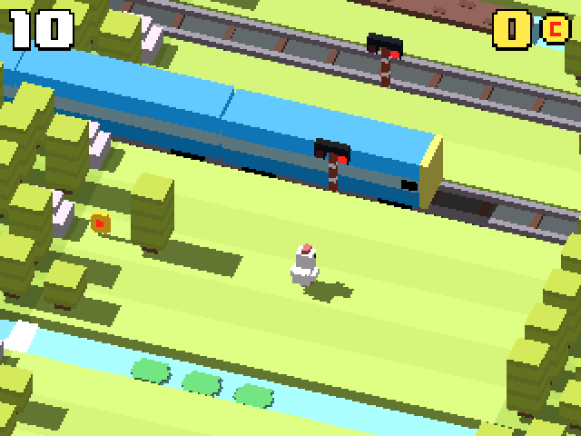 Crossy Road running on a NumWorks calculator, screenshot 3