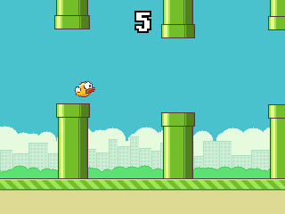 Flappy Bird running on a NumWorks calculator, screenshot 1