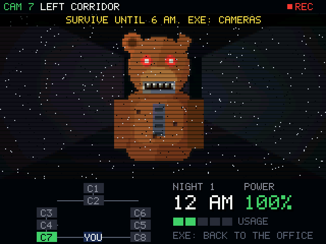 Nightwatch: Five Shifts running on a NumWorks calculator, screenshot 2