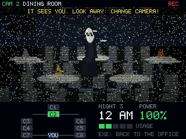Nightwatch: Five Shifts running on a NumWorks calculator, screenshot 3