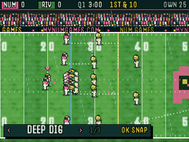 NumGridiron running on a NumWorks calculator, screenshot 1