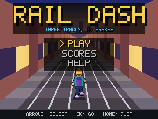 Rail Dash sur une calculatrice NumWorks, capture 1